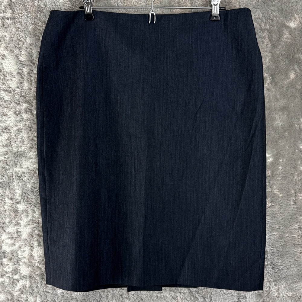 Anne Klein Size 14 Career Minimalist Midi A Line Skirt Navy Zip‎ Lined